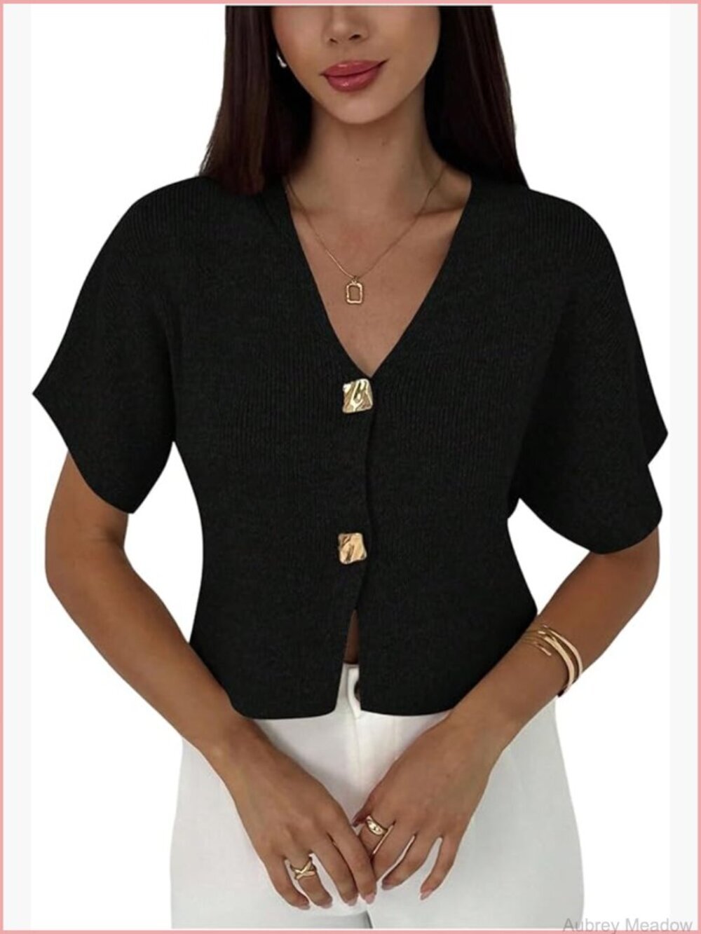 Short Sleeve Cardigan Sweater Button Down Knit V Neck Lightweight Pullover
